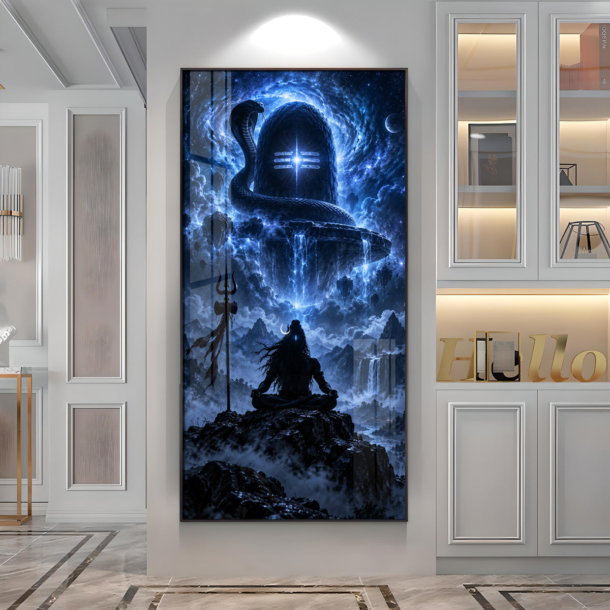 Aura of Cosmic Mahadev Premium Acrylic Vertical Wall Art