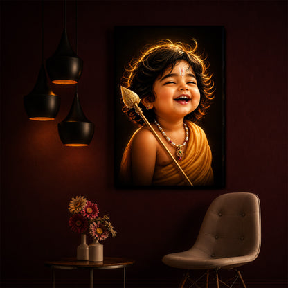 Child Lord Murugan Modern Luxury Backlight Vertical Wall Art