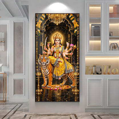 Pitambari Maa Durga Premium Acrylic Vertical Wall Art