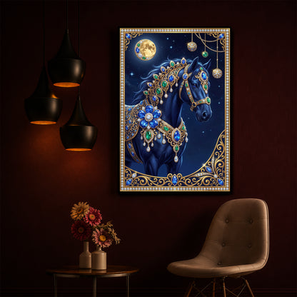 Black Horse Modern Luxury Backlight Vertical Wall Art