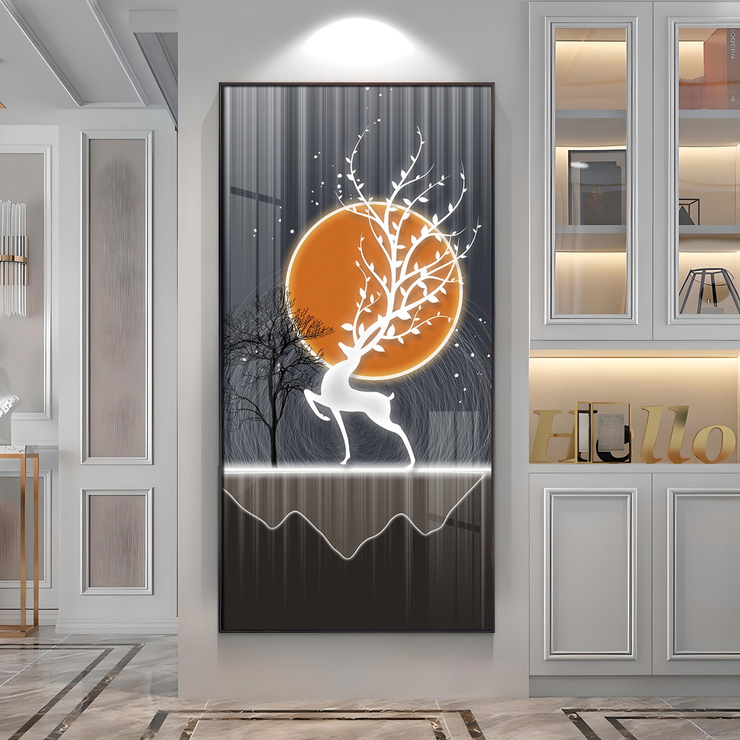 Luminious Deer Premium Acrylic Vertical Wall Art