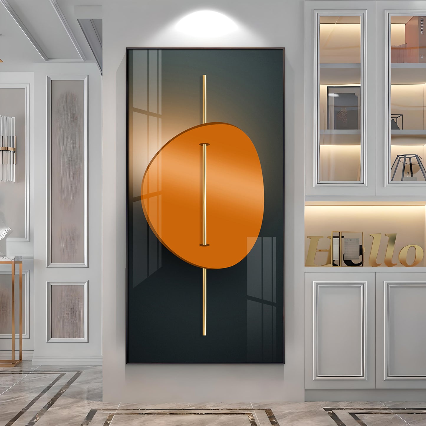 Abstract Orange Moon Premium Acrylic Vertical Wall Art