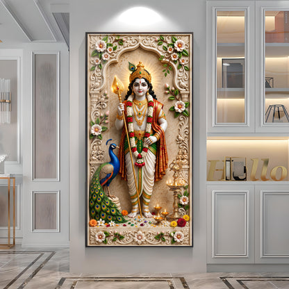 Hindu Deity Of War Lord Murugan Premium Acrylic Vertical Wall Art