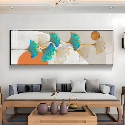 Blue & White Leaf Premium Acrylic Horizontal Wall Art