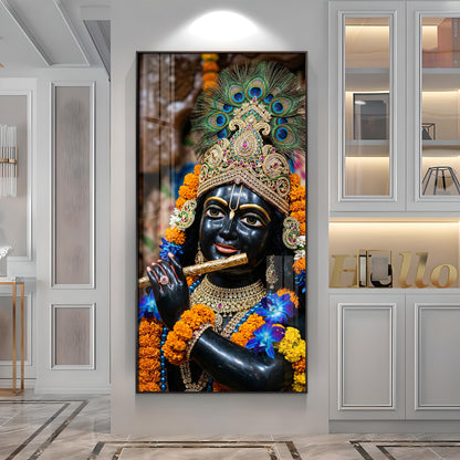 Divine Melody Krishna Premium Acrylic Vertical Wall Art