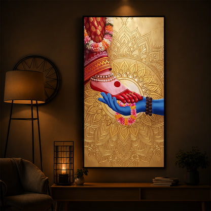 Shiv Shakti Modern Luxury Backlight Vertical Wall Art