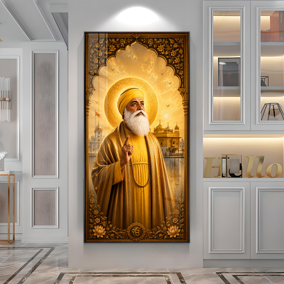 Guru Nanak Dev Ji With Blessing Premium Acrylic Vertical Wall Art