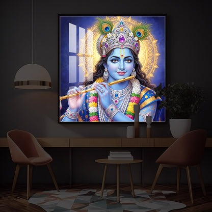 Jai Shree Krishna Modern Luxury Backlight Square Wall Art