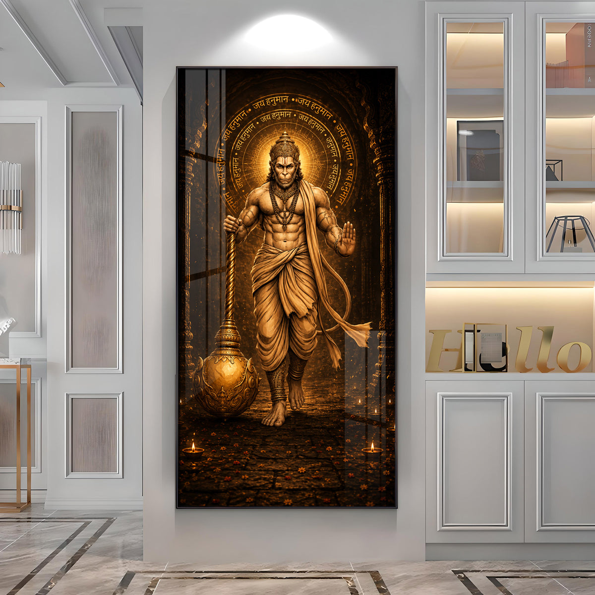 Spiritual God Hanuman Ji Premium Acrylic Vertical Wall Art