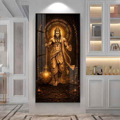 Spiritual God Hanuman Ji Premium Acrylic Vertical Wall Art