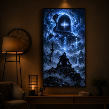Shiva Cosmic Glow Modern Luxury Backlight Vertical Wall Art