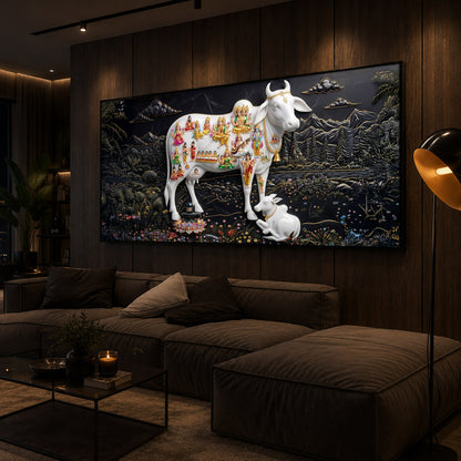 Decorative Kamdhenu Modern Luxury Backlight Horizontal Wall Art