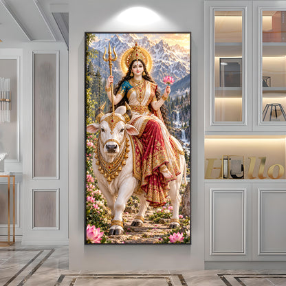 Maa Shailputri Premium Acrylic Vertical Wall Art