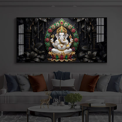 Depicts Lord Ganesha Modern Luxury Backlight Horizontal Wall Art