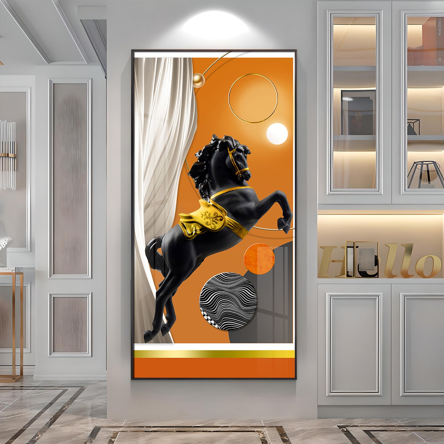 Muscular Black Horse Premium Acrylic Vertical Wall Art