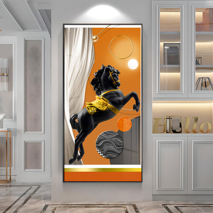 Muscular Black Horse Premium Acrylic Vertical Wall Art