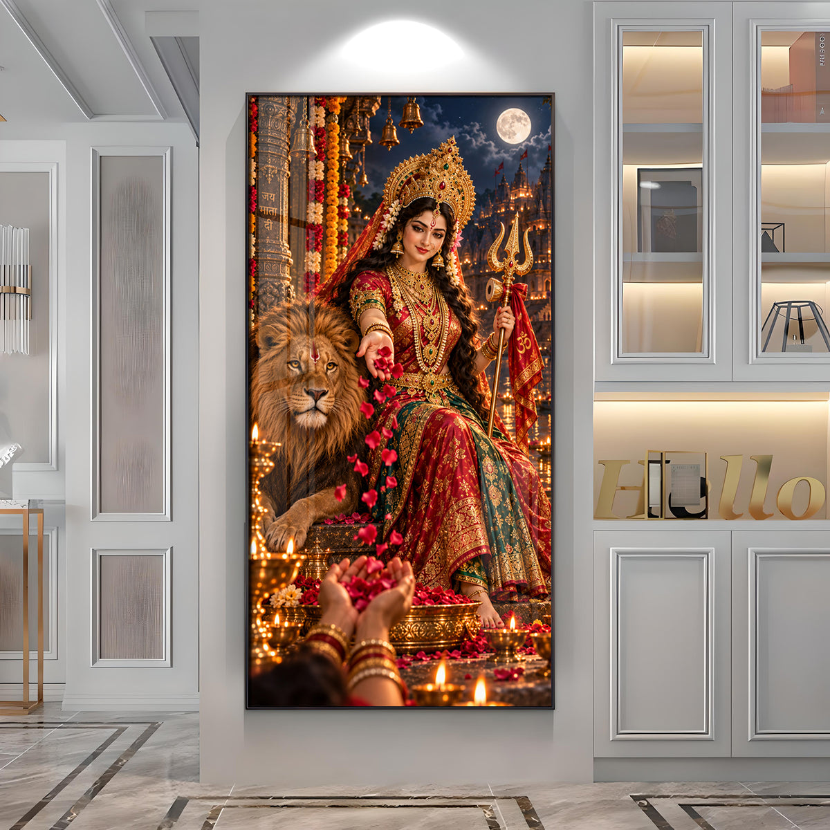 Maa Siddhidatri Premium Acrylic Vertical Wall Art