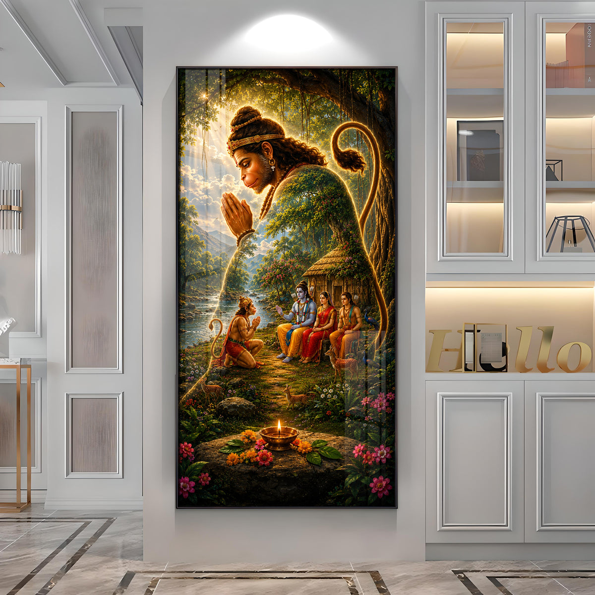 Lord Ram Sita Laxman With Hanuman Ji Premium Acrylic Vertical Wall Art