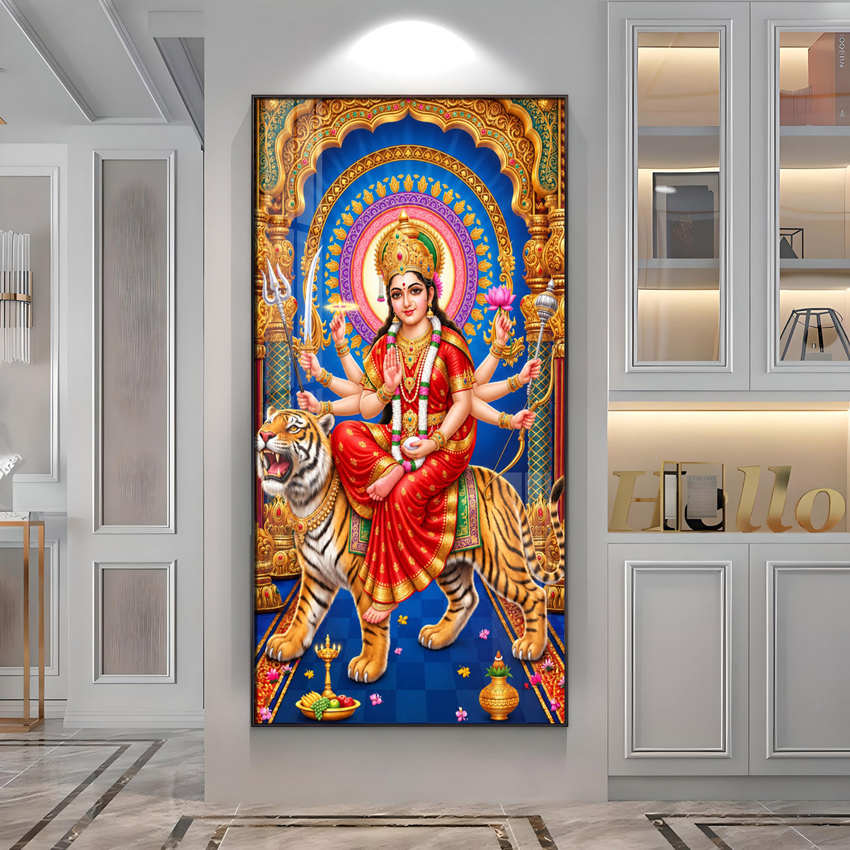 Goddess Durga Divine Premium Acrylic Vertical Wall Art
