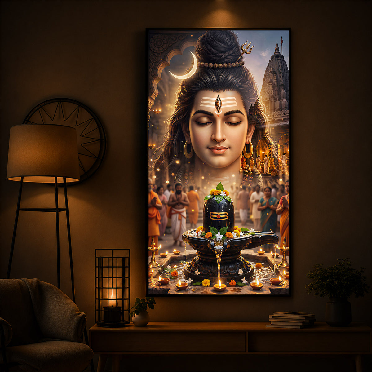 Lord Shiva Modern Luxury Backlight Vertical Wall Art