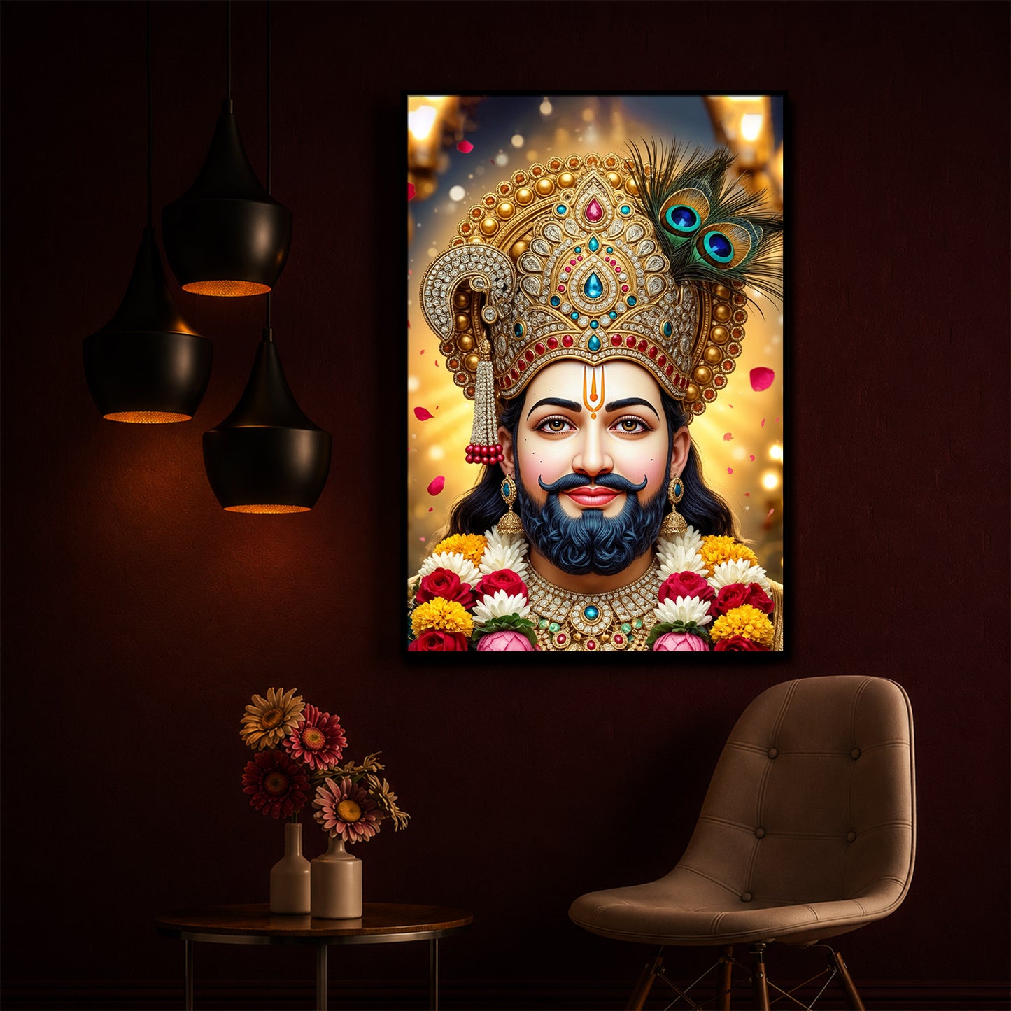 Jai Shri Shyam Modern Luxury Backlight Vertical Wall Art