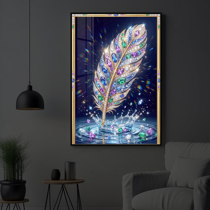 Colorful Feather Modern Luxury Backlight Vertical Wall Art