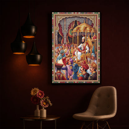 Darbar of Chhatrapati Shivaji Maharaj Modern Luxury Backlight Vertical Wall Art