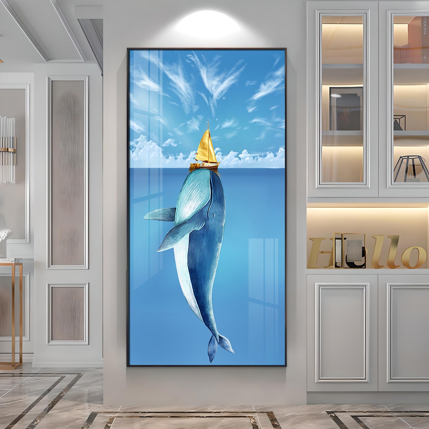 Cartoon Whale Premium Acrylic Vertical Wall Art
