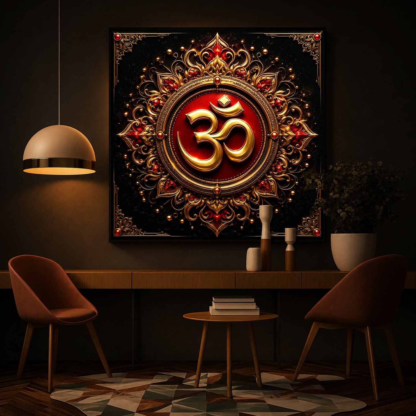 Beautiful Om Symbol Modern Luxury Backlight Square Wall Art