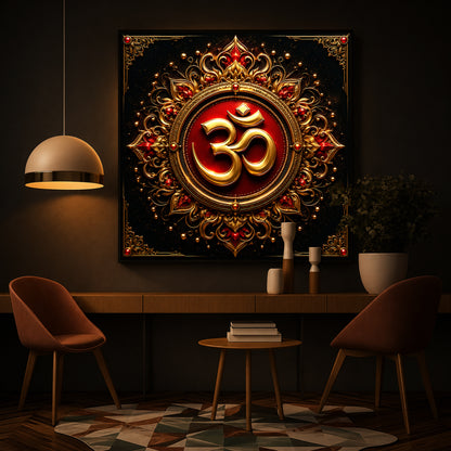 Beautiful Om Symbol Modern Luxury Backlight Square Wall Art