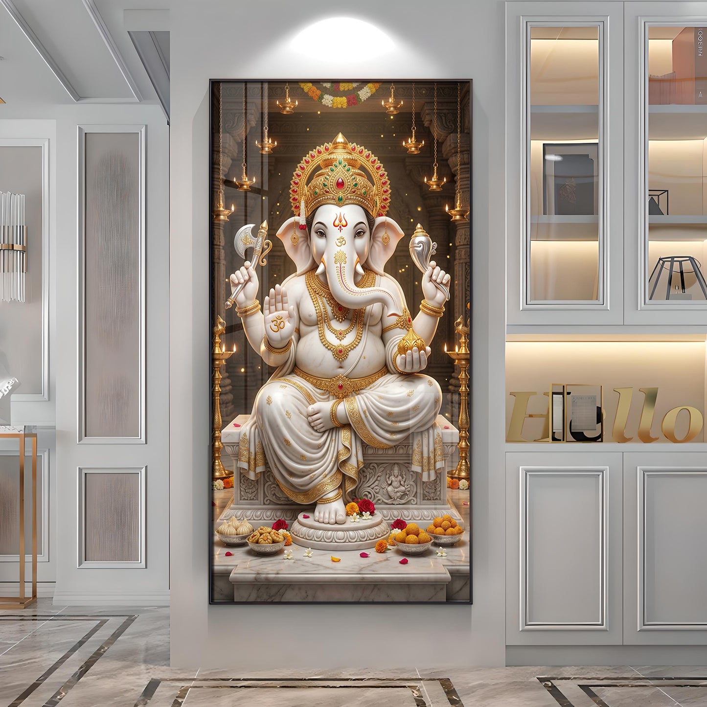 Divine Blessings Of Ganesh Ji Premium Acrylic Vertical Wall Art