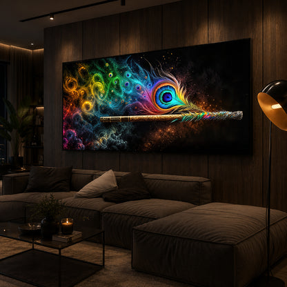 Divine Krishna Coverts Illumination Modern Luxury Backlight Horizontal Wall Art