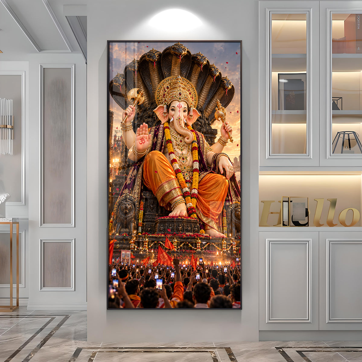 Lalbaugcha Raja Sheshnag Darshan Premium Acrylic Vertical Wall Art