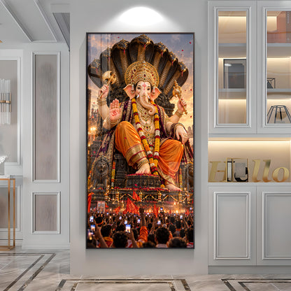 Lalbaugcha Raja Sheshnag Darshan Premium Acrylic Vertical Wall Art