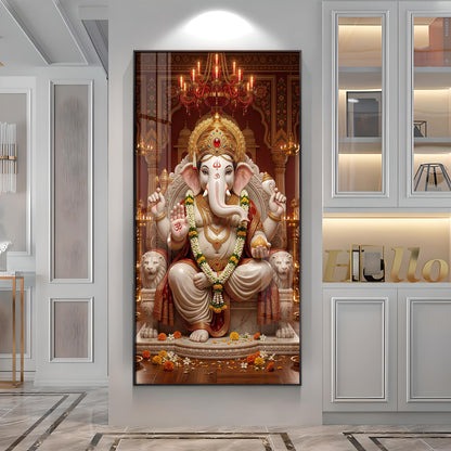 Divine Harmony Of Lord Ganesh Premium Acrylic Vertical Wall Art