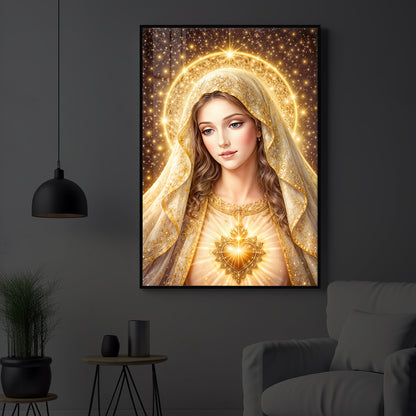 Virgin Mary Modern Luxury Backlight Vertical Wall Art