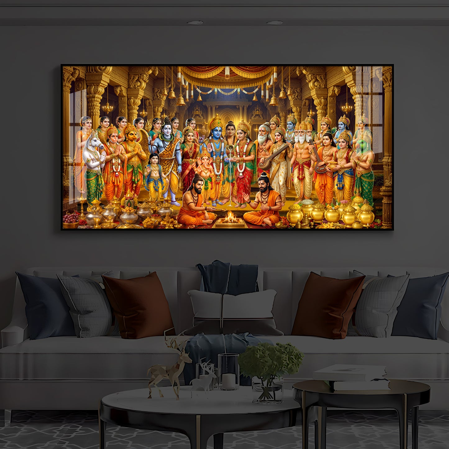 Srinivasa Kalyanam Modern Luxury Backlight Horizontal Wall Art