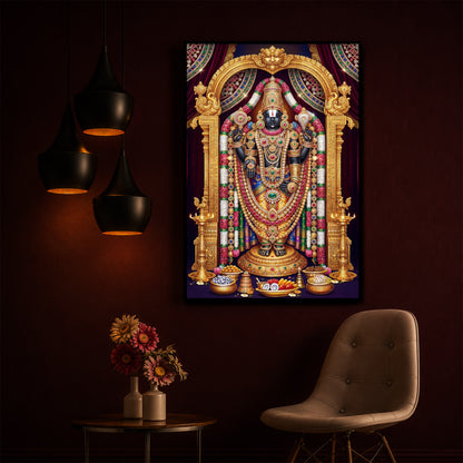 Venkateshwara Swamy Modern Luxury Backlight Vertical Wall Art