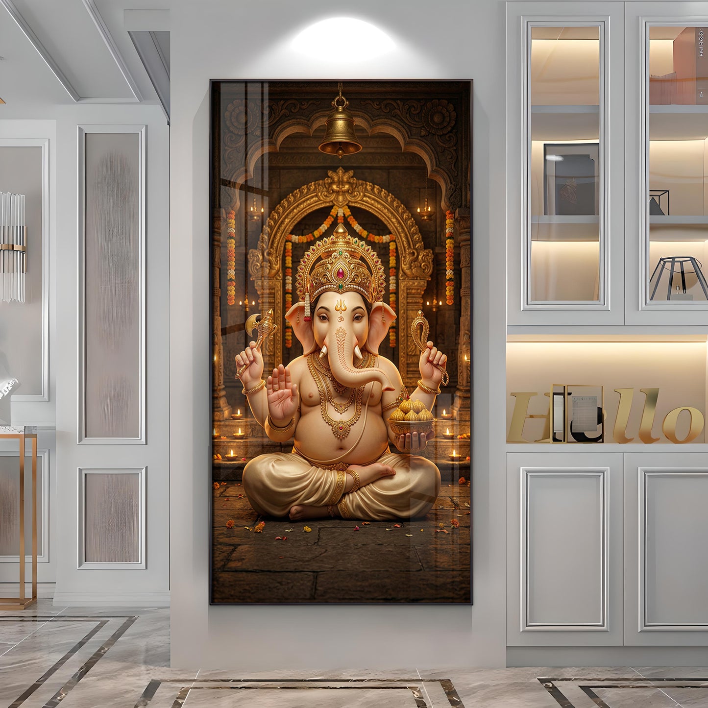 Lord Shree Ganesh Ji Premium Acrylic Vertical Wall Art