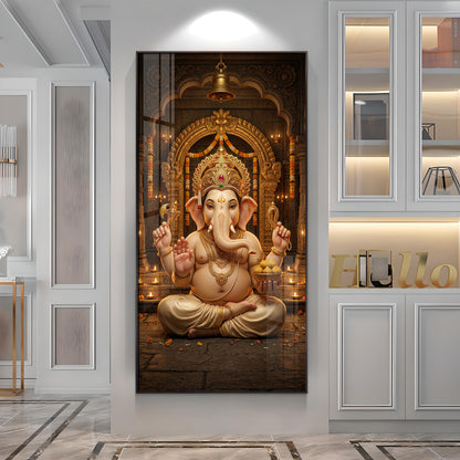 Lord Shree Ganesh Ji Premium Acrylic Vertical Wall Art