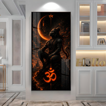 Meditating Lord Hanuman Premium Acrylic Vertical Wall Art