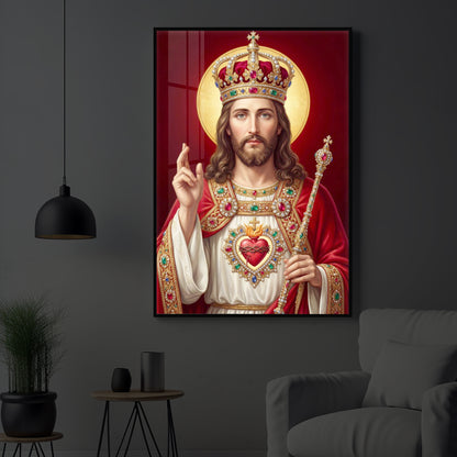Holy God Christ The King Jesus Modern Luxury Backlight Vertical Wall Art
