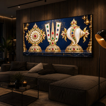 Divine Balaji Symbols Modern Luxury Backlight Horizontal Wall Art