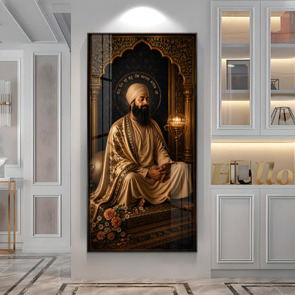 Guru Tegh Bahadur Ji Meditating Premium Acrylic Vertical Wall Art