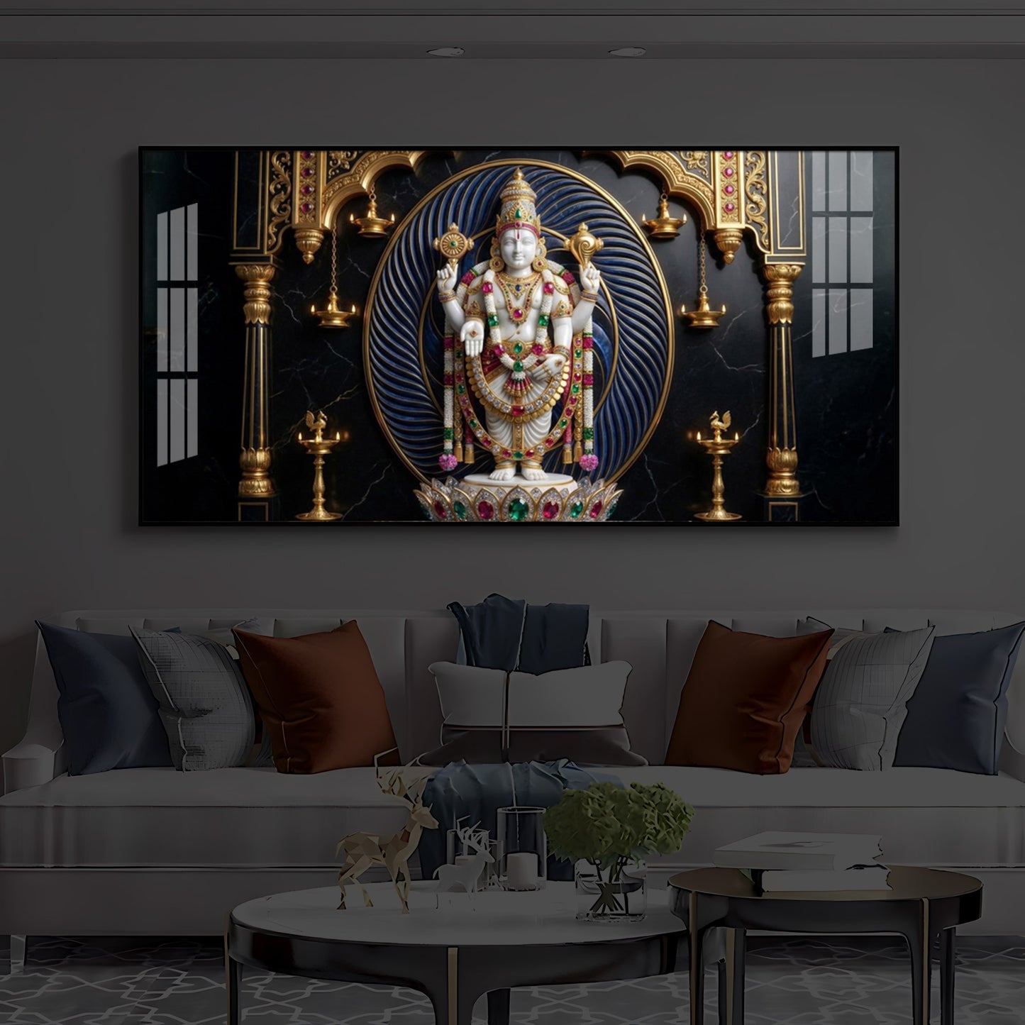 Lord Tirupati Balaji Modern Luxury Backlight Horizontal Wall Art