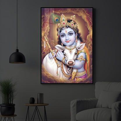 Sri krishna God Modern Luxury Backlight Vertical Wall Art