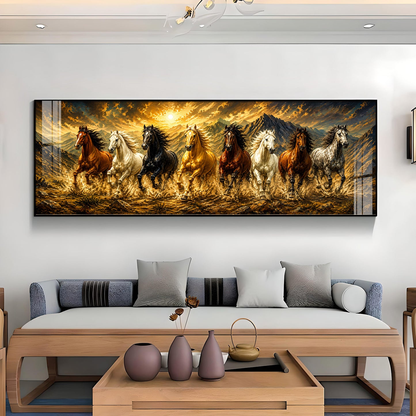Eight Horses Mountains Premium Acrylic Horizontal Wall Art