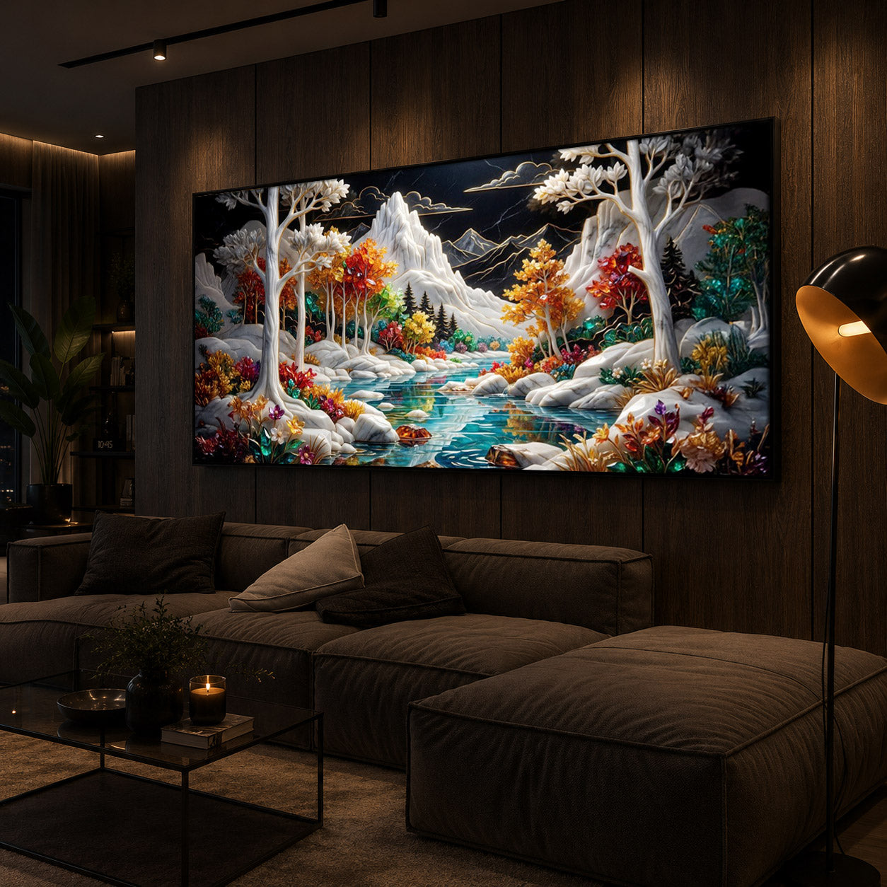 Mountain Serenity Modern Luxury Backlight Horizontal Wall Art