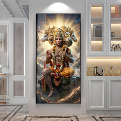 Divine Panchmukhi Hanuman Premium Acrylic Vertical Wall Art