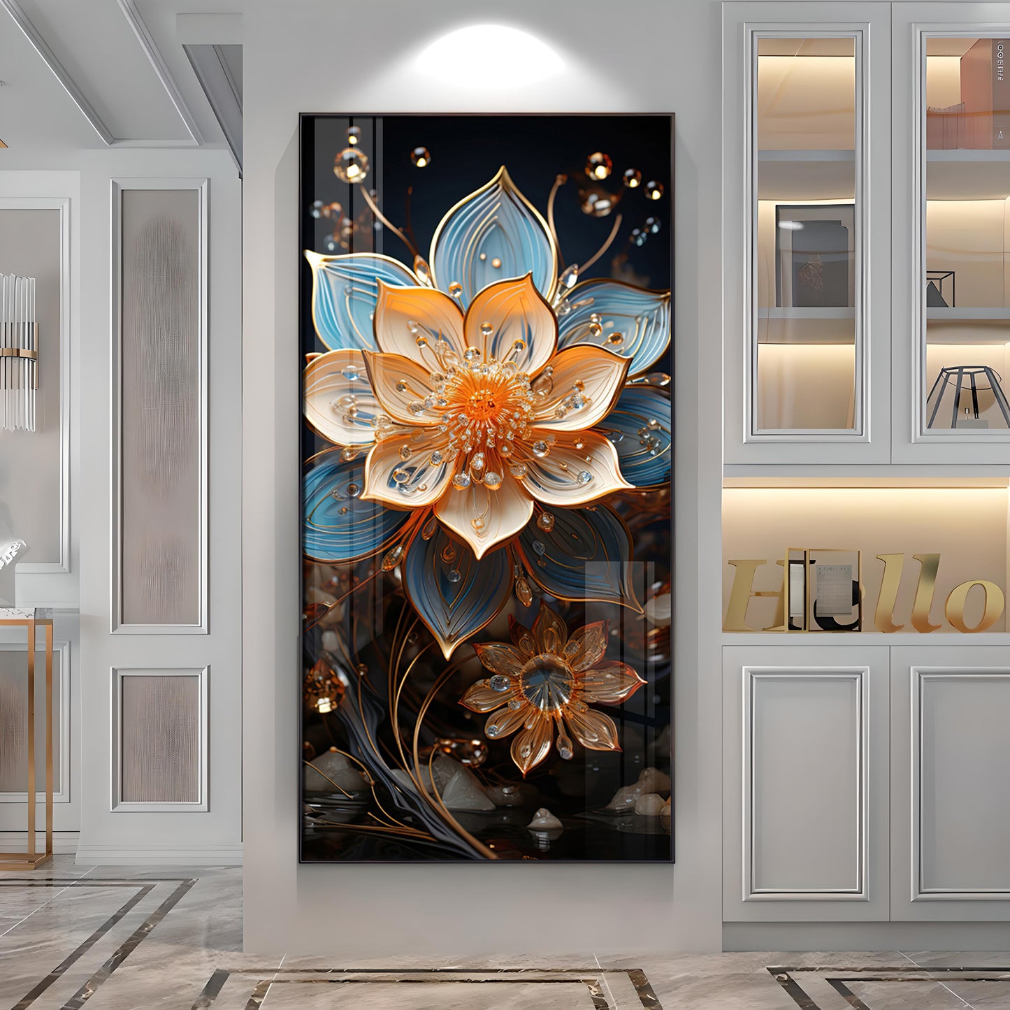 Floral Hallway Harmony Premium Acrylic Vertical Wall Art